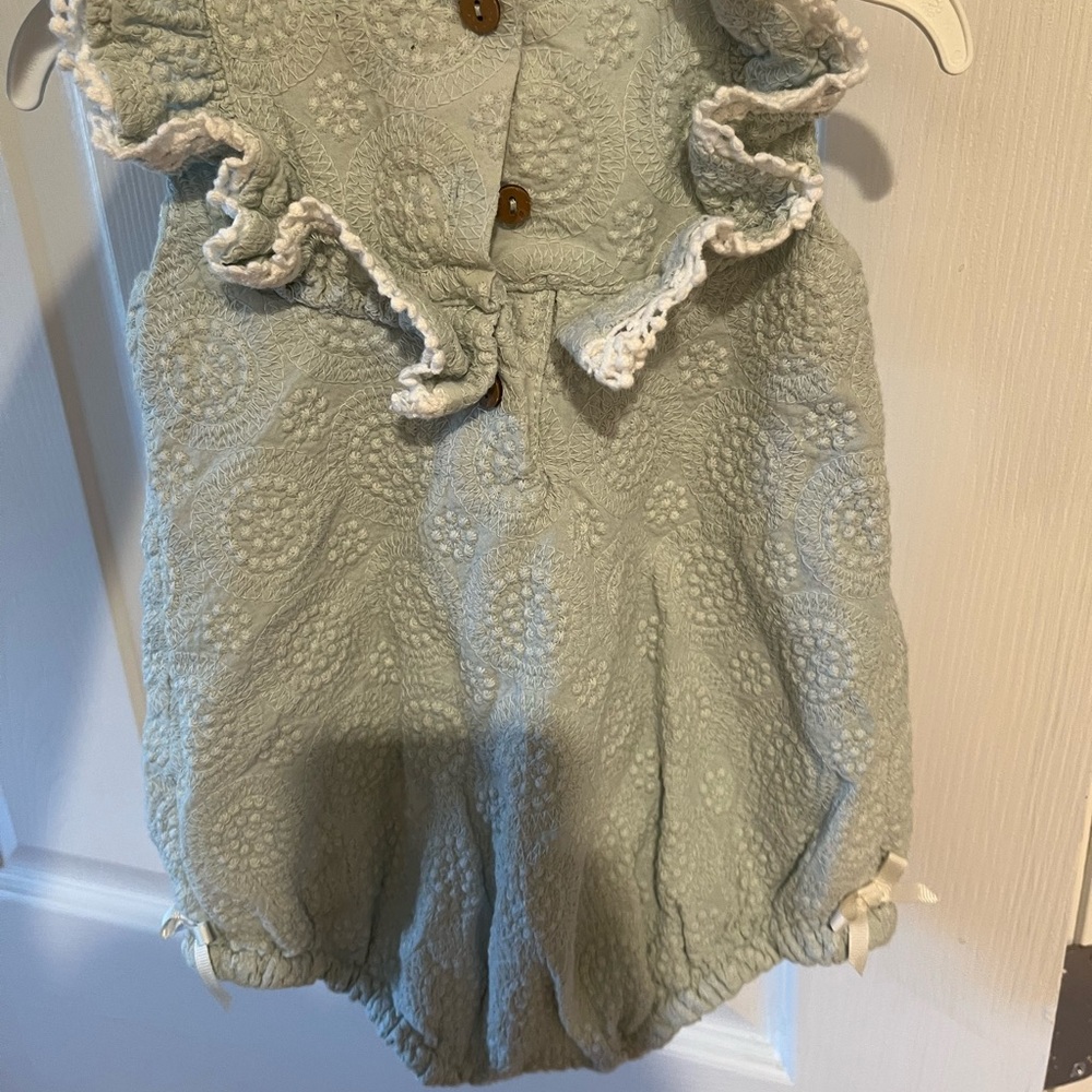 Catherine Malandrino Light Green Textured Kids One Piece